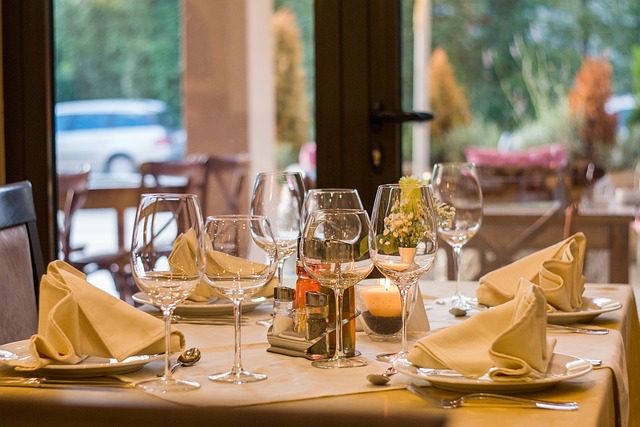 Restaurant table illustrating tourism translation services for menus and guest materials.